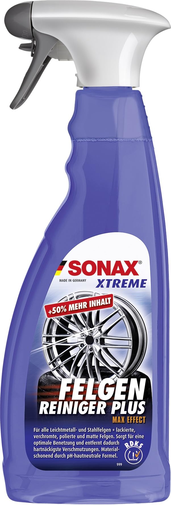 SONAX XTREME Felgenreiniger PLUS (750 ml) effiziente und säurefreie Reinigung aller Leichtmetall- und Stahlfelgen sowie lackierte, verchromte und polierte Felgen | Art-Nr. 02304000 von SONAX
