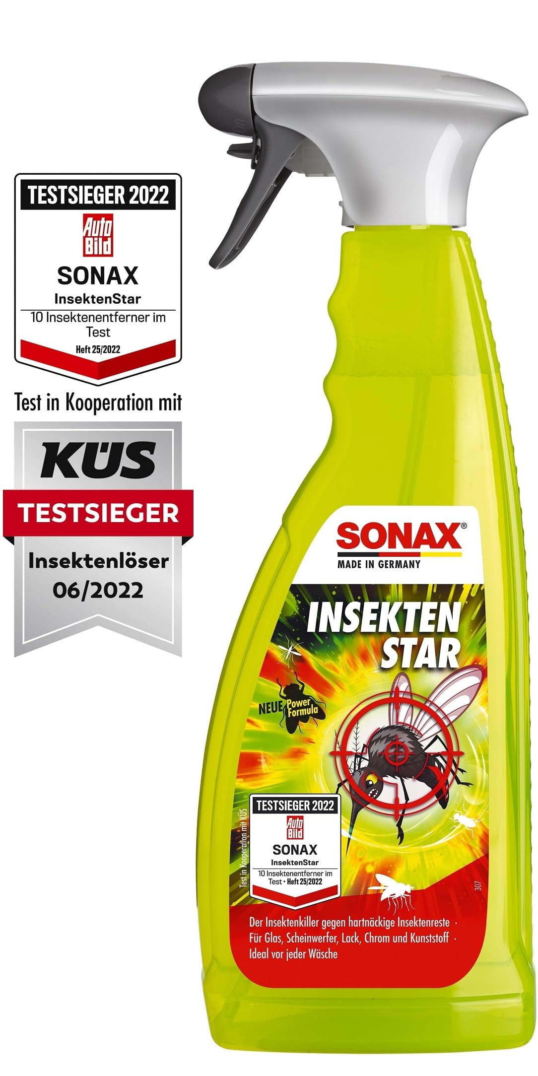 SONAX InsektenStar (750 ml) Insektenentferner löst schnell & schonend selbst hartnäckige & angetrocknete Insektenverschmutzungen, Art-Nr. 02334000 von SONAX