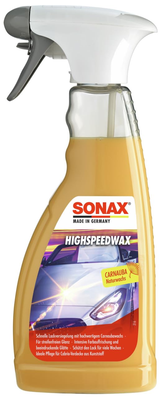 SONAX HighSpeedWax (500 ml) blitzschnelle, hochwirksame Reinigungs- und Konservierungsemulsion für jeden Lacktyp | Art-Nr. 02882000 von SONAX