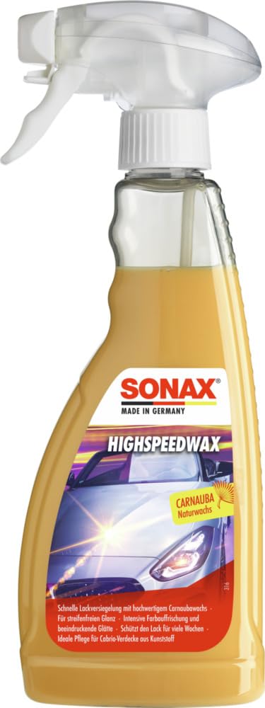 SONAX HighSpeedWax (500 ml) blitzschnelle Lackversiegelung, hochwirksame Reinigungs- und Konservierungsemulsion für jeden Lacktyp, Art-Nr. 02882000 von SONAX