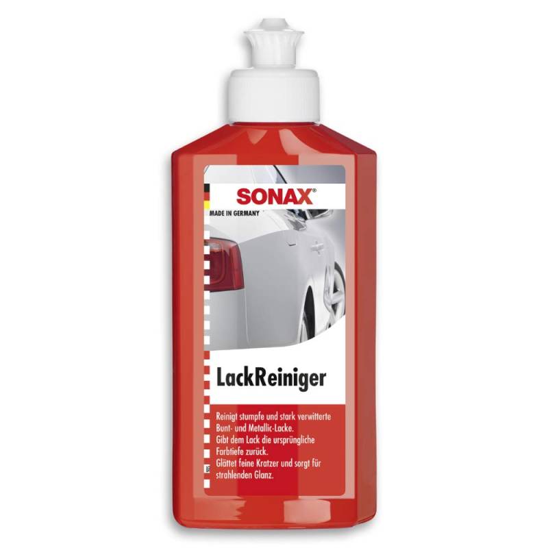 SONAX LackReiniger (250 ml) kraftvolle Politur für stumpfe und stark verwitterte Bunt- und MetallicLacke | Art-Nr. 03021000 von SONAX