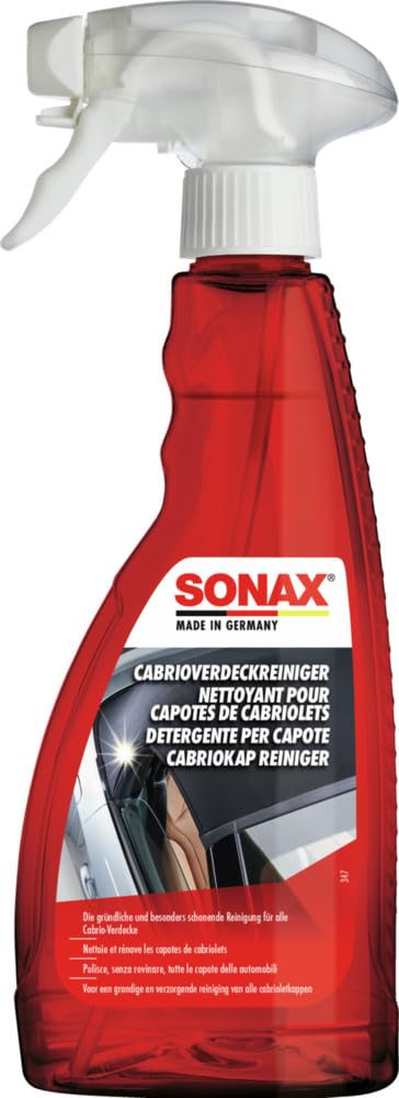SONAX CabrioverdeckReiniger (500 ml) Beseitigung von Verschmutzungen aus Stoff- und Kunststoffverdecken | Art-Nr. 03092000 von SONAX