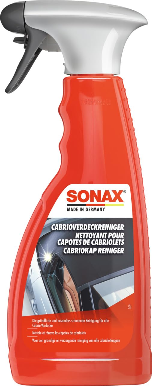 SONAX CabrioverdeckReiniger (500 ml) Beseitigung von Verschmutzungen aus Stoff- und Kunststoffverdecken | Art-Nr. 03092000 von SONAX