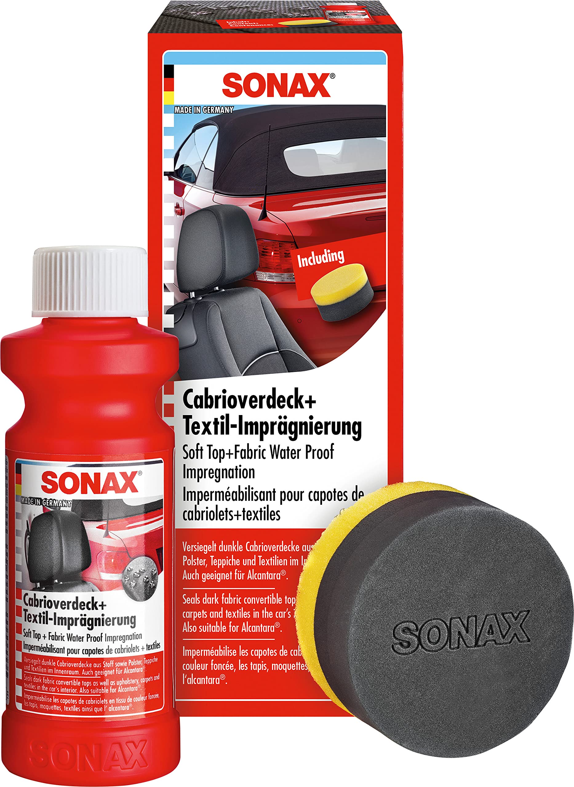SONAX Cabrioverdeck- & TextilImprägnierung (300 ml) Versiegelung und Imprägnierung für Cabrioverdecke aus Stoff | Art-Nr. 03102000 von SONAX