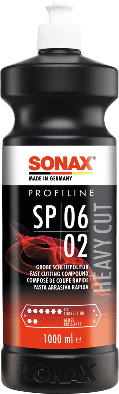 SONAX PROFILINE SP 06-02 (1 Liter) silikonfreie Schleifpaste mit hohem Schleifmittelanteil zum Abschleifen von verwitterten & verkratzten Lackschichten, Art-Nr. 03203000 von SONAX