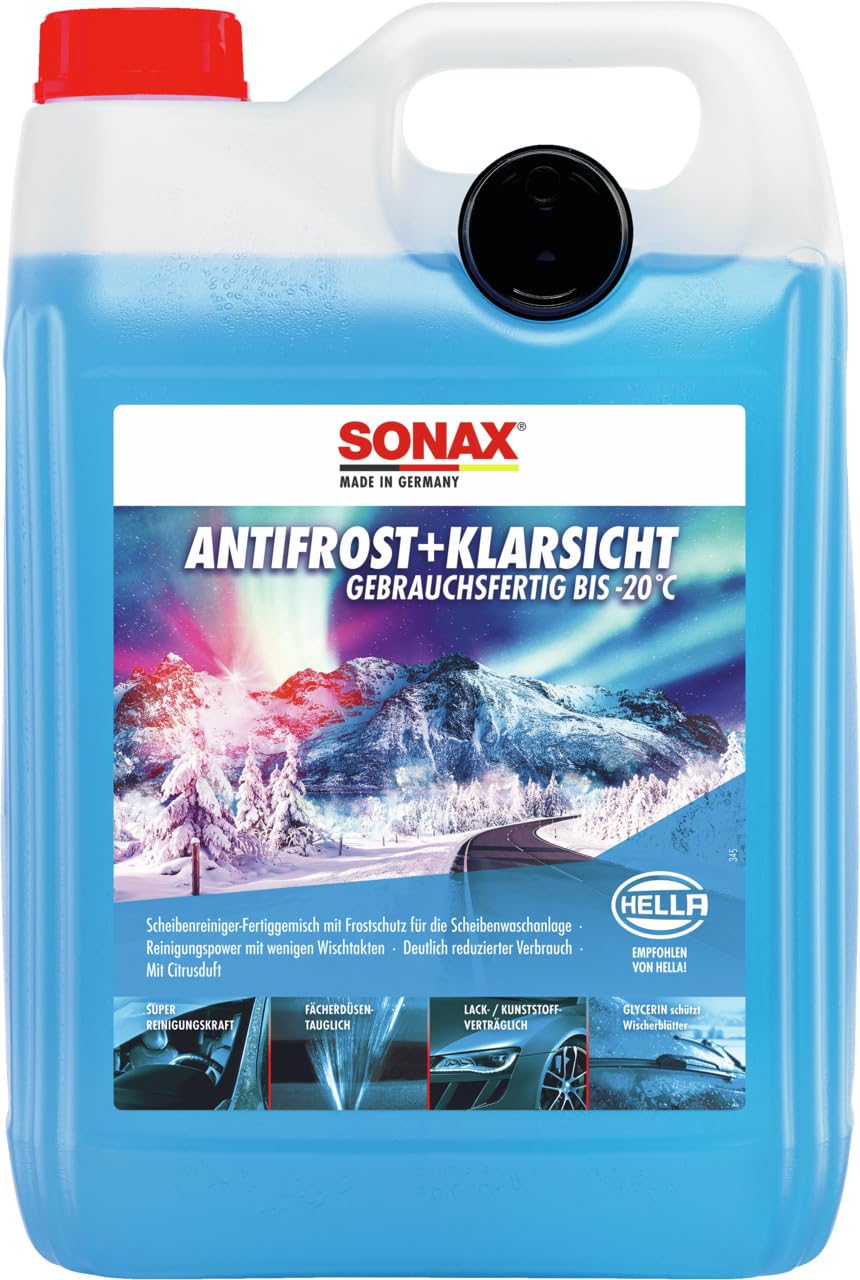 SONAX AntiFrost+KlarSicht Gebrauchsfertig bis -20°C (5 Liter) 1 Stück Scheibenwaschanlagen-Frostschutz sorgt für klare Sicht, Art-Nr. 03325000 SONAX AntiFrost+KlarSicht Gebrauchsfertig bis -20°C (5 Liter) 1 Stück Scheibenwaschanlagen-Frostschutz sorgt für klare Sicht, Art-Nr. 03325000 von SONAX
