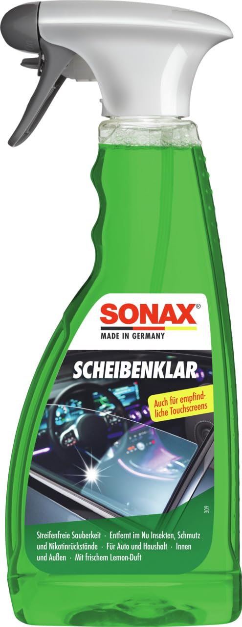 SONAX ScheibenKlar (500 ml) Scheibenreiniger zum Entfernen von Insektenverschmutzungen und Straßenschmutz von Fahrzeugscheiben und Scheinwerfern, Art-Nr. 03382410 von SONAX