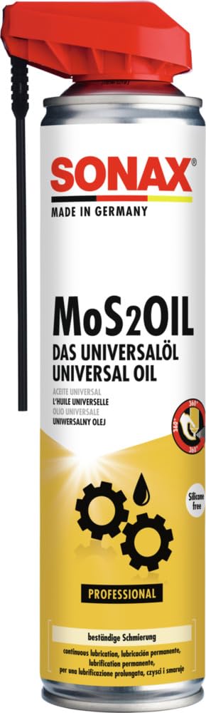 SONAX MoS2Oil Universalöl mit EasySpray (400 ml) Multifunktionsöl für alle Zwecke wie Rostlöser, Schmiermittel, Korrosionsschutz & Kriechöl| Art-Nr. 03394000 von SONAX