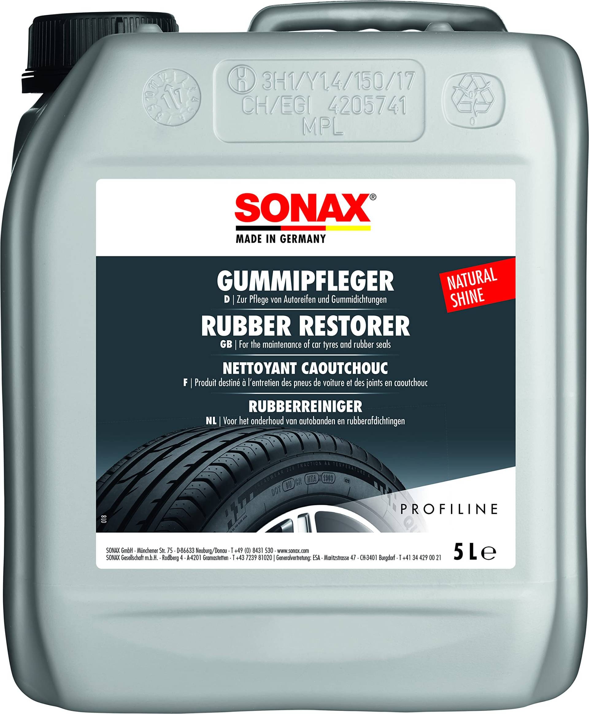 SONAX PROFILINE GummiPfleger (5 Liter) reinigt und pflegt alle Gummiteile am Auto und hält sie elastisch | Art-Nr. 03405050 von SONAX