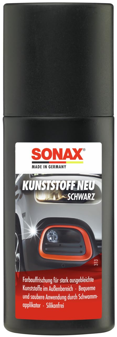 SONAX Kunststoff Neu Schwarz (100 ml) zur Farbauffrischung stark ausgebleichter Kunststoffe im Fahrzeugaußenbereich | Art-Nr. 04091000 von SONAX