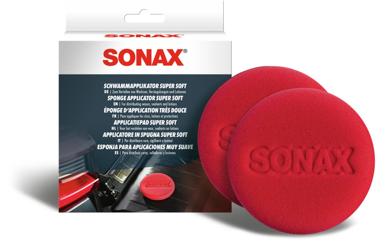 SONAX SchwammApplikator Super Soft (2 Stück) zum sanften und oberflächenschonenden Auftragen und Verteilen von Wachsen, Versiegelungen und Lotionen | Art-Nr. 04171410 von SONAX