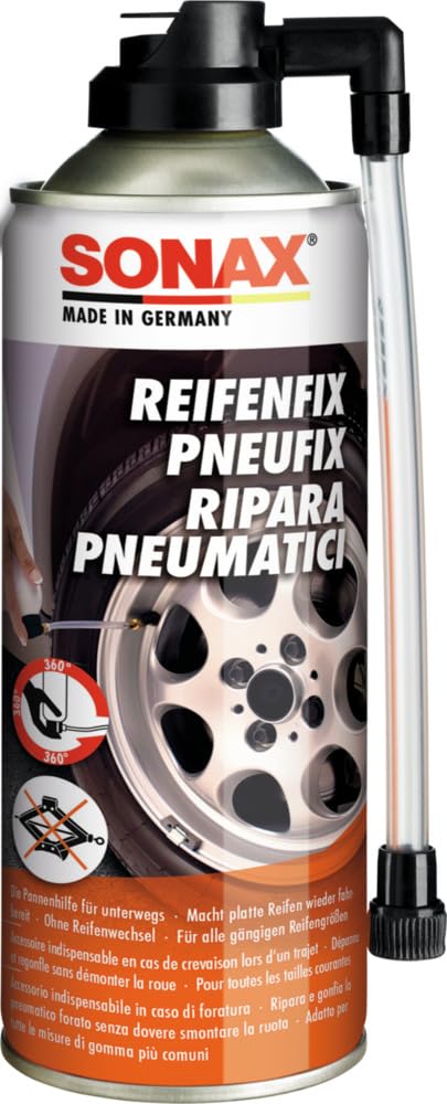 SONAX ReifenFix (400 ml) die zuverlässige Pannenhilfe für unterwegs Macht Platte Reifen Wieder fahrbereit - ohne Reifenwechsel | Art-Nr. 04323000 SONAX ReifenFix (400 ml) die zuverlässige Pannenhilfe für unterwegs Macht Platte Reifen Wieder fahrbereit - ohne Reifenwechsel | Art-Nr. 04323000 von SONAX