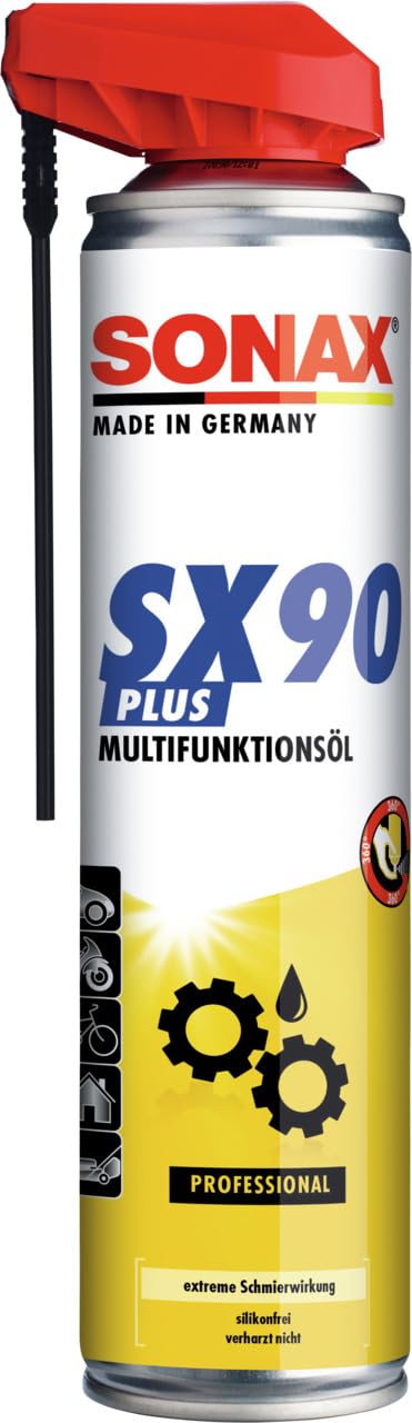 SONAX SX90 PLUS mit EasySpray (400 ml) Multifunktionsöl mit extremer Schmierwirkung, schützt, konserviert, reinigt & pflegt, silikonfrei, transparent | Art-Nr. 04744000 von SONAX