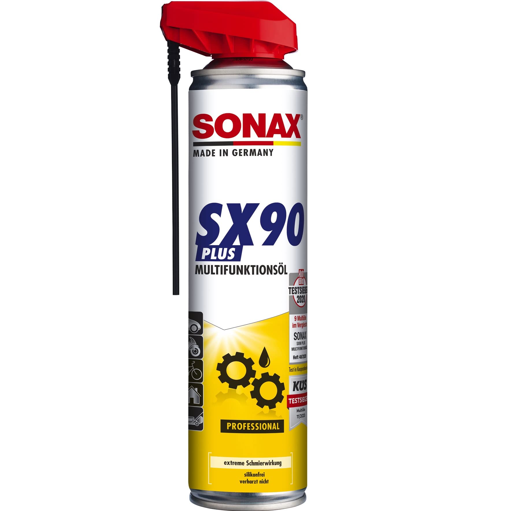 SONAX SX90 Plus Multifunktionsöl mit EasySpray (400 ml) - extreme Schmierwirkung, schützt, konserviert, reinigt & pflegt, silikonfrei, verharzt nicht, transparent | Art-Nr. 04744000 von SONAX