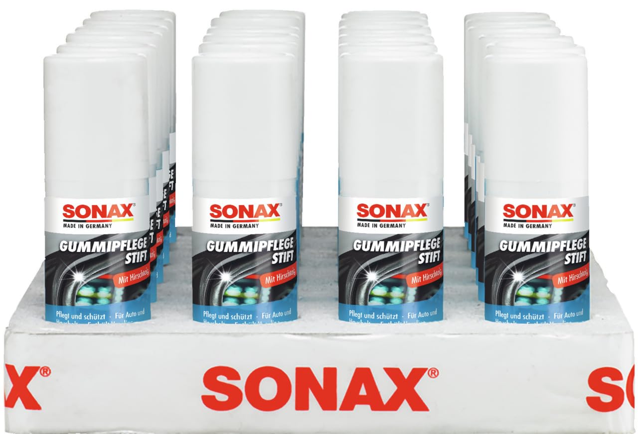 SONAX GummiPflegeStift Thekendisplay (20 g) verhindert im Winter das Festkleben von Gummidichtungen an Türen, Scheiben und Kofferraumdeckeln | Art-Nr. 04991000 von SONAX