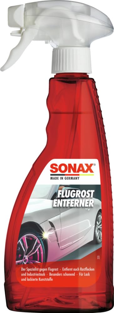 SONAX FlugrostEntferner (500 ml) entfernt aggressive Flugrost-Rückstände und Industriestaub von allen Lack- und lackierten Kunststoffoberflächen | Art-Nr. 05132000 von SONAX