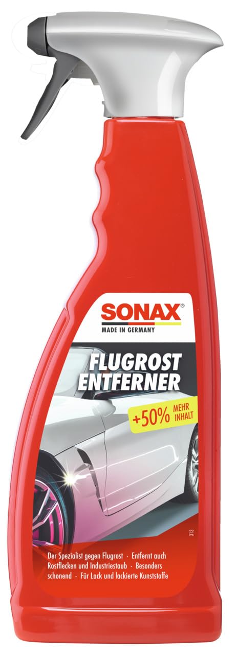 SONAX FlugrostEntferner (750 ml) entfernt aggressive Flugrost-Rückstände und Industriestaub von allen Lack- und lackierten Kunststoffoberflächen | Art-Nr. 05134000 von SONAX