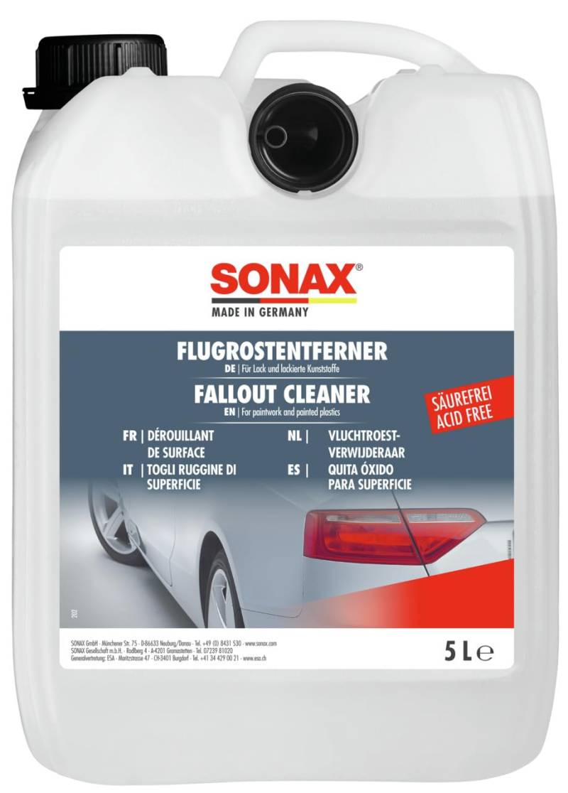 SONAX FlugrostEntferner säurefrei (5 Liter) Entfernt oberflächliche lokale Korrosionserscheinungen von allen lackierten Oberflächen | Art-Nr. 05135050 von SONAX