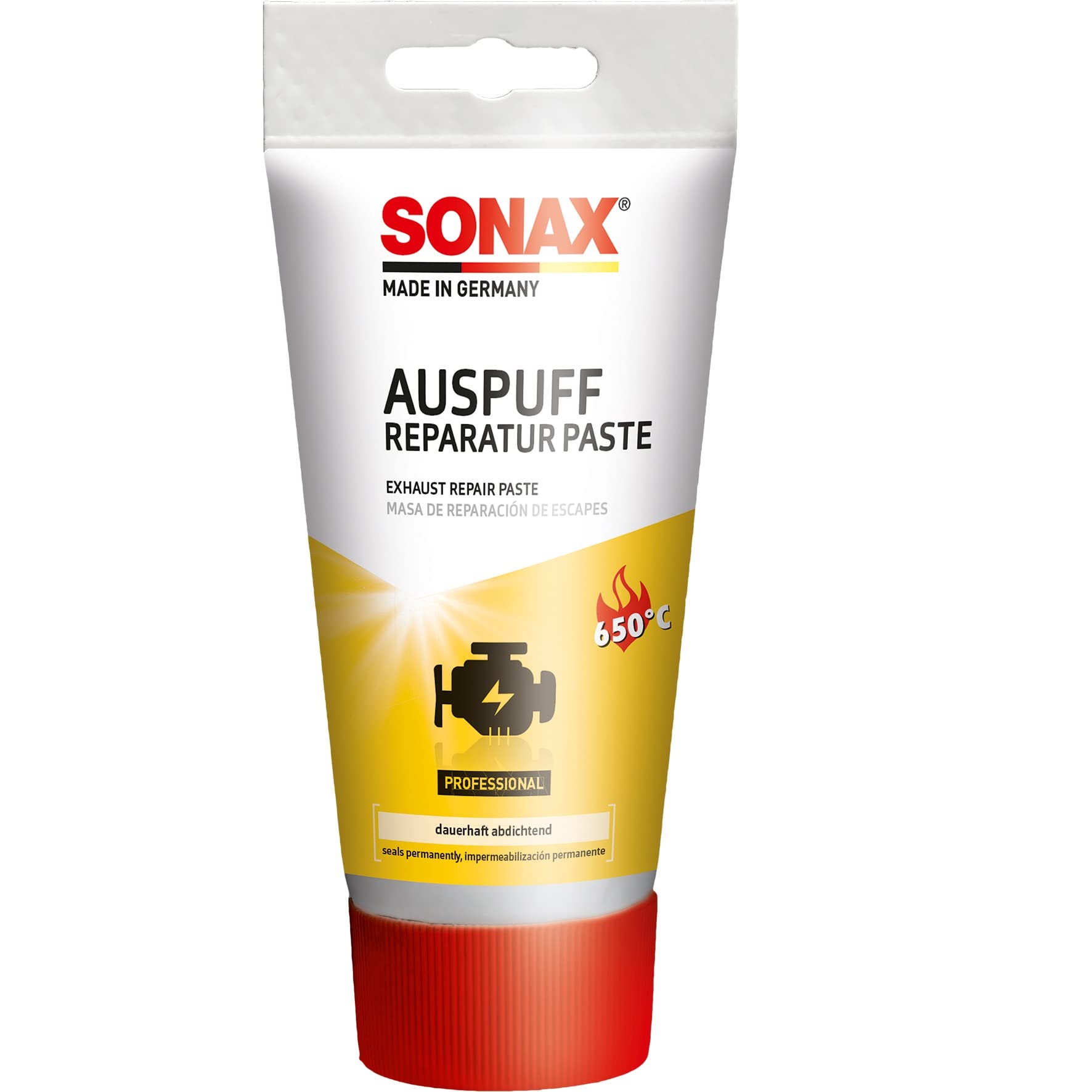 SONAX AuspuffReparaturPaste (200 g) Verschließt kleine Risse, Löcher und undichte Stellen dauerhaft, schnell und absolut gasdicht | Art-Nr. 05531000 von SONAX