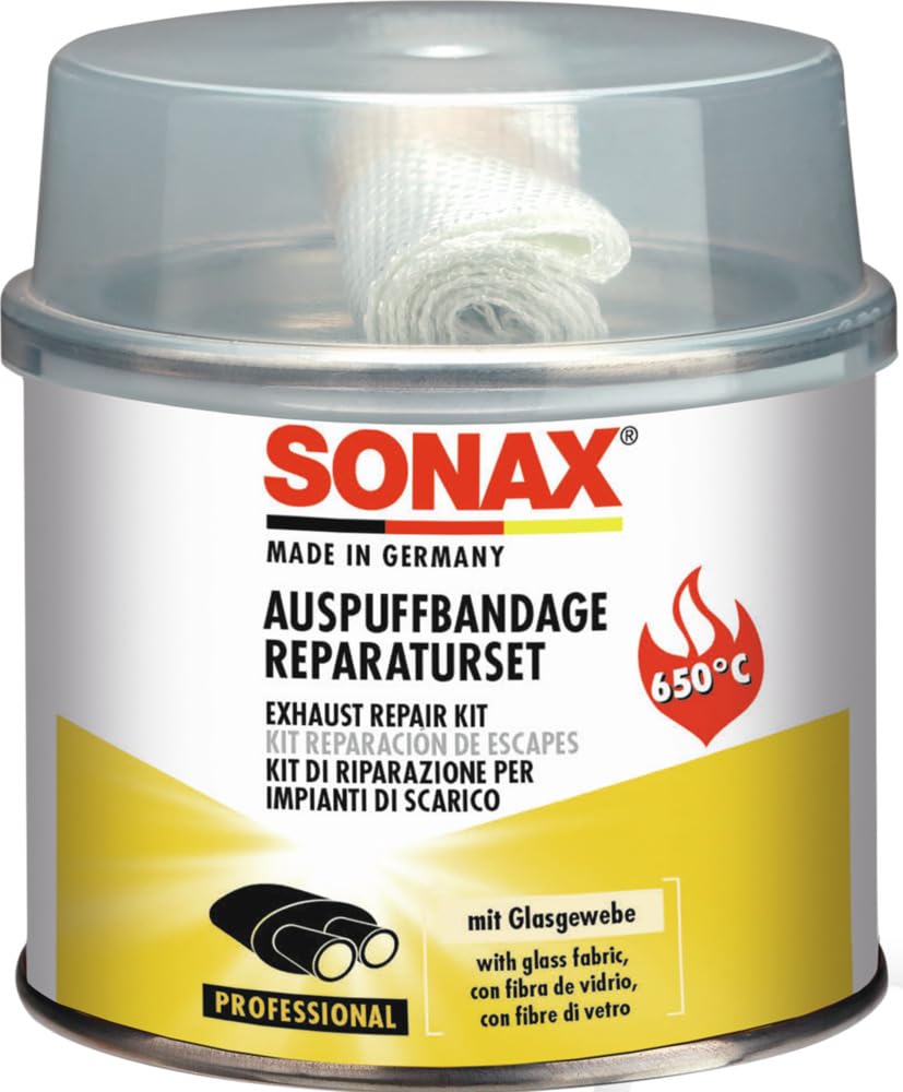 SONAX AuspuffReparaturSet (200 g) verschließt größere Risse, Löcher & undichte Stellen dauerhaft, schnell & absolut gasdicht | Art-Nr. 05531410 von SONAX