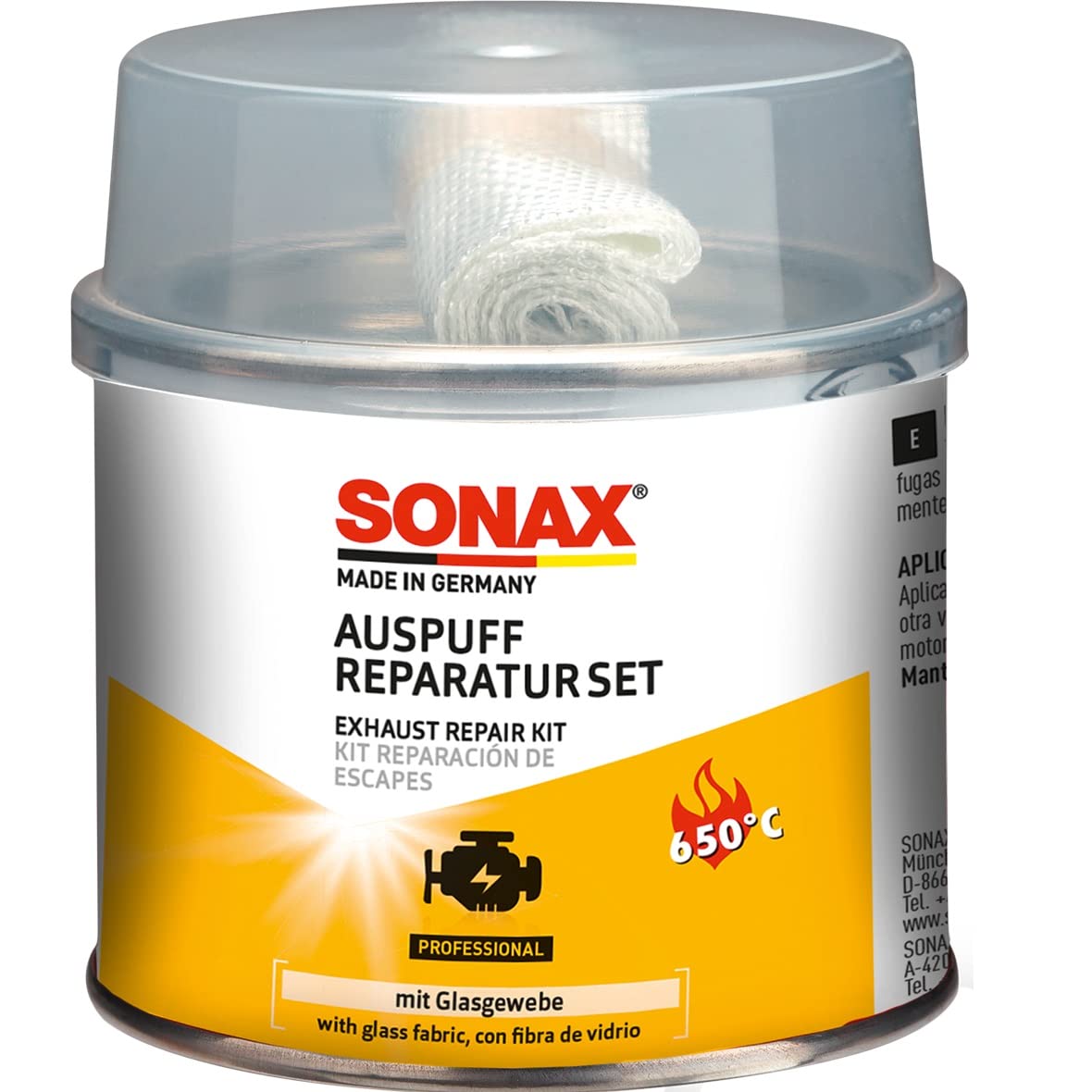 SONAX AuspuffReparaturSet (200 g) verschließt größere Risse, Löcher & undichte Stellen dauerhaft, schnell & absolut gasdicht | Art-Nr. 05531410 von SONAX
