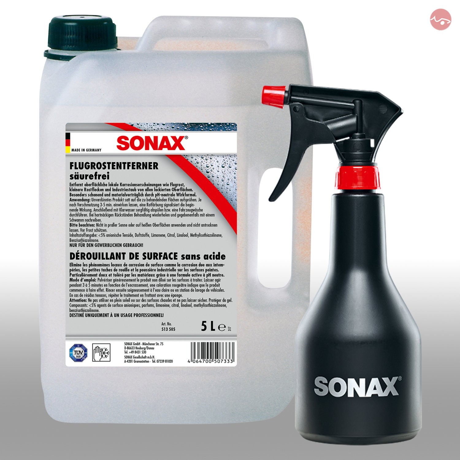 SONAX FlugrostEntferner 5L 05135050 + GRATIS Sprühboy Sprühflasche 04997000 von SONAX