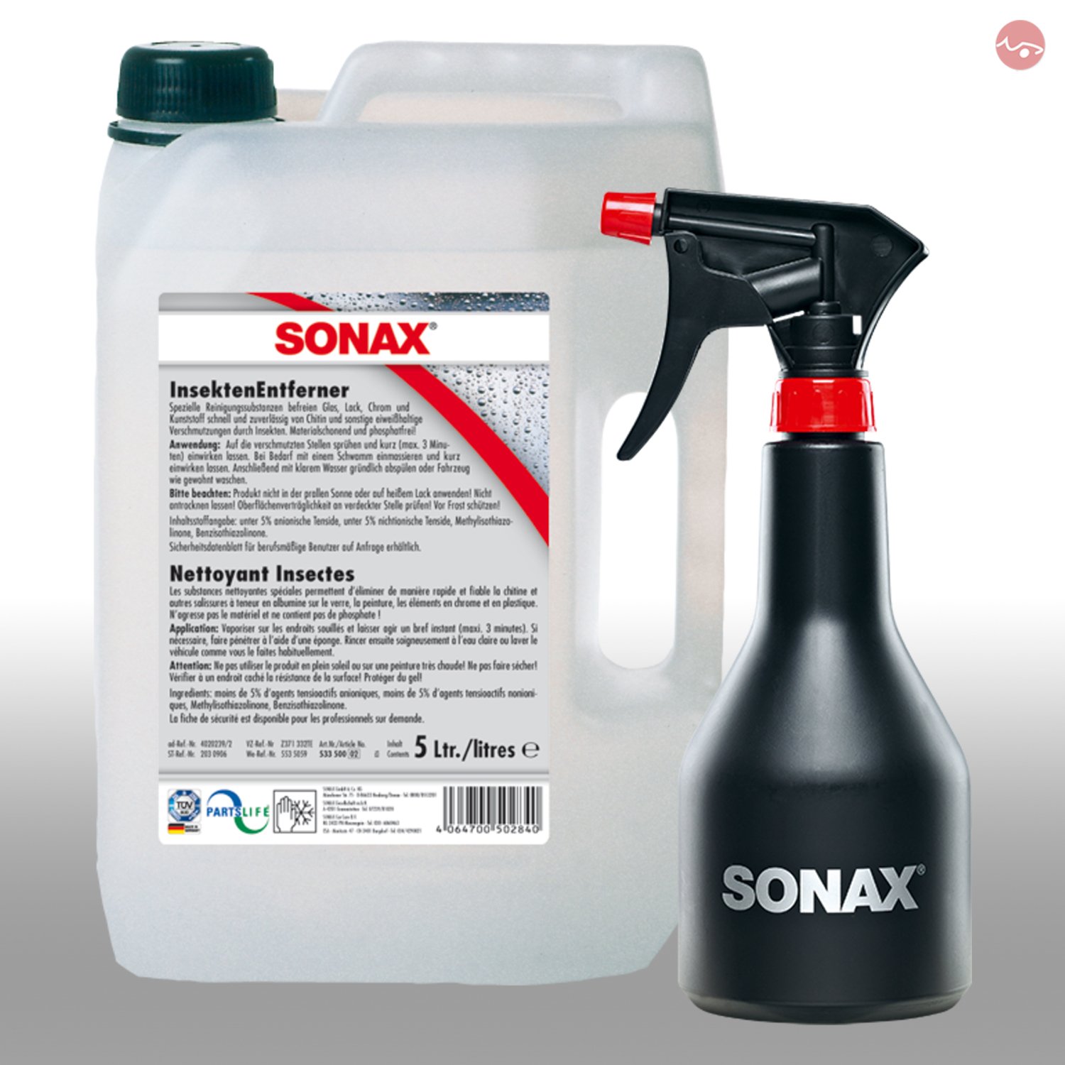 SONAX InsektenEntferner 5L 05335000 + GRATIS Sprühboy Sprühflasche 04997000 von SONAX
