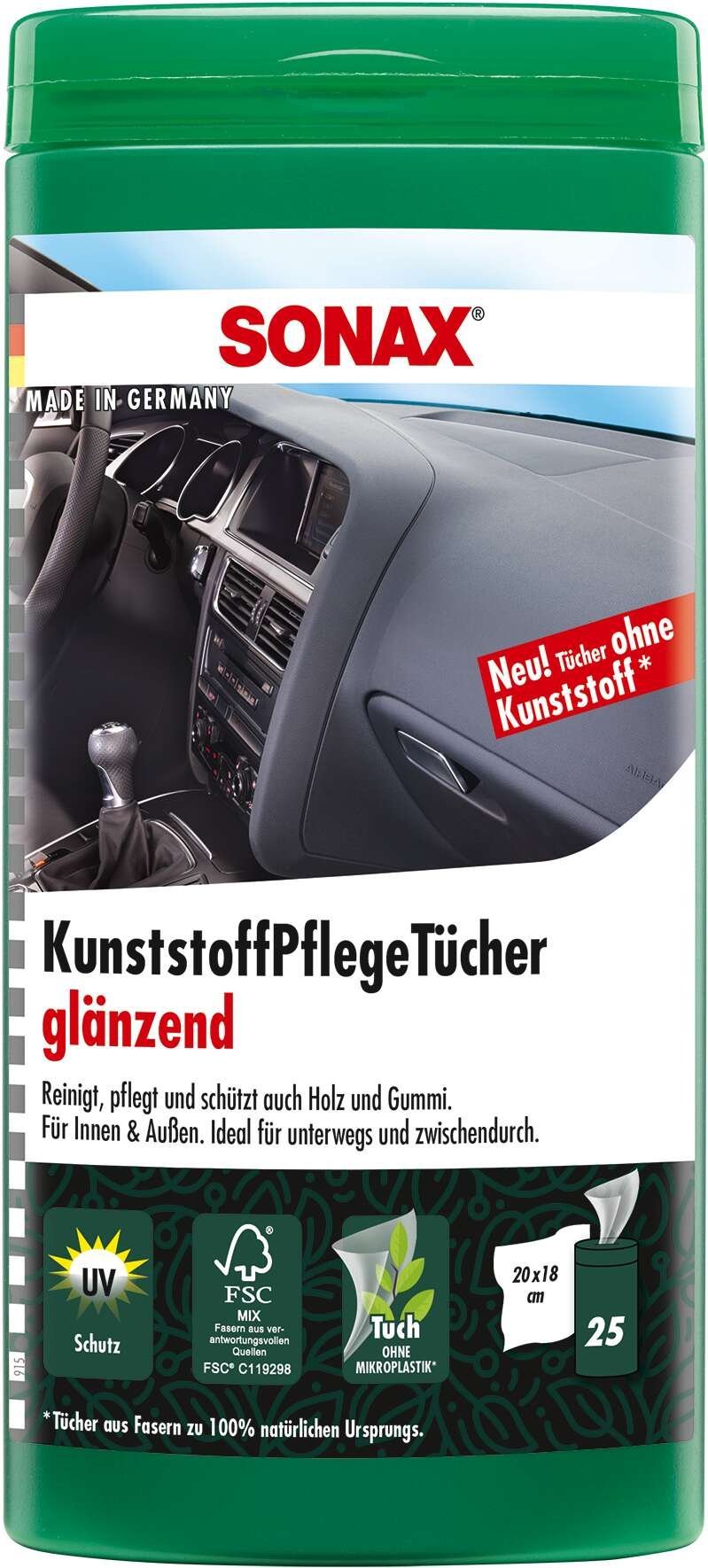 SONAX Kunststoffpflege-Tücher PET-Dose, 25 Feuchtücher glänzend SONAX Kunststoffpflege-Tücher PET-Dose, 25 Feuchtücher glänzend von Sonax