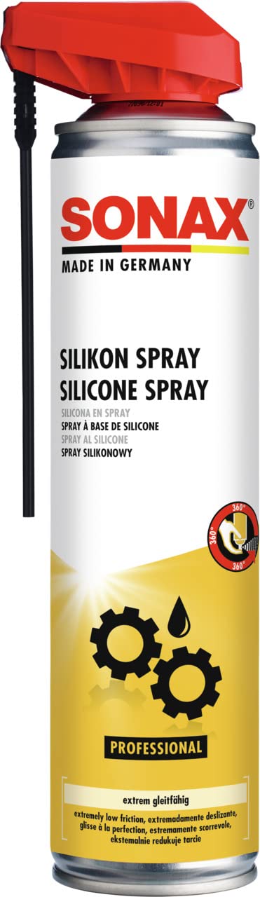 SONAX SilikonSpray mit EasySpray (400 ml) Schmiermittel schmiert, pflegt und schützt langanhaltend Gummi-, Kunststoff-, Holz- und Metallteile | Art-Nr. 03483000 von SONAX