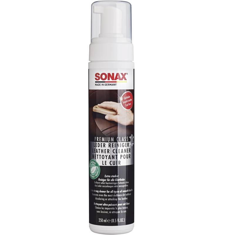 SONAX PREMIUM CLASS LederReiniger (250 ml) effektive und schnelle Reinigung für Glattleder ohne anzugreifen | Art-Nr. 02811410 von SONAX