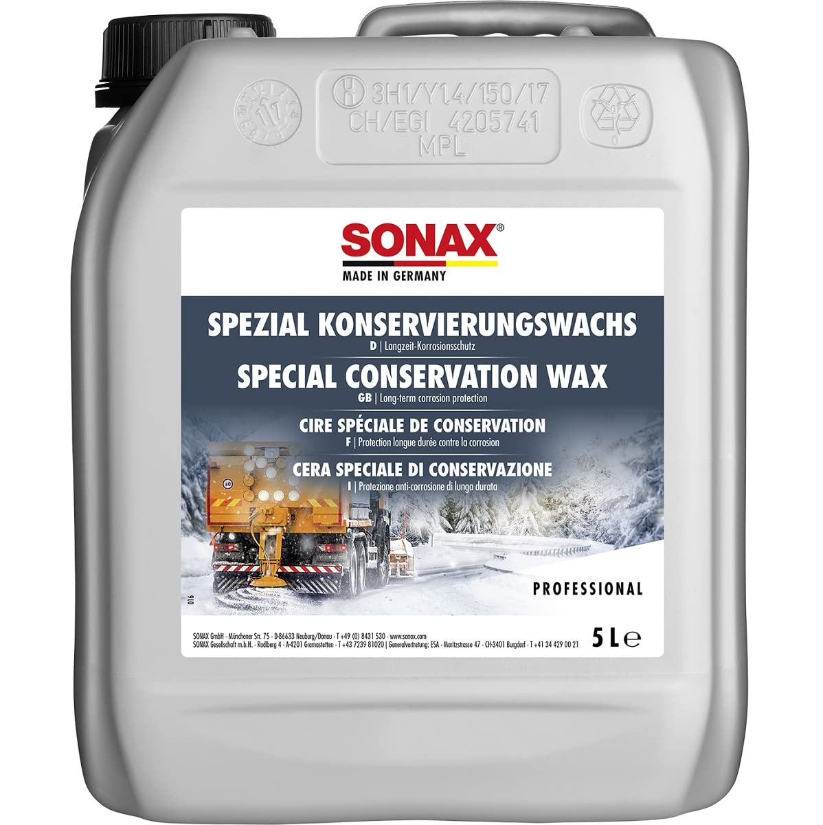 SONAX SpezialKonservierungsWachs (5 Liter) transparentes, salz- und spritzwasserfestes Sprühwachs | Art-Nr. 04855050 von SONAX
