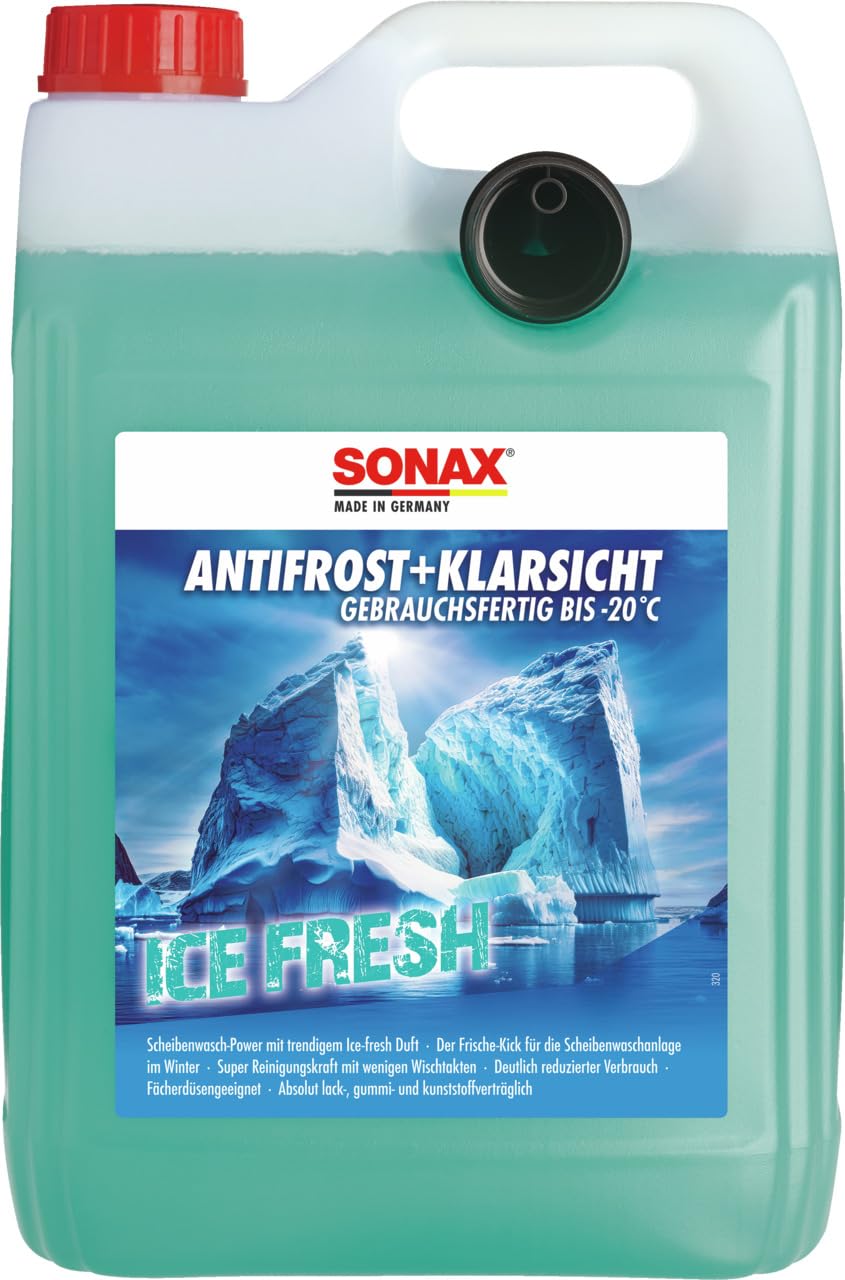 SONAX AntiFrost+KlarSicht IceFresh Gebrauchsfertig bis -20° C (5 Liter) schneller, schlierenfreier & effektiver Scheibenreiniger für den Winter | Art-Nr. 01335410 von SONAX