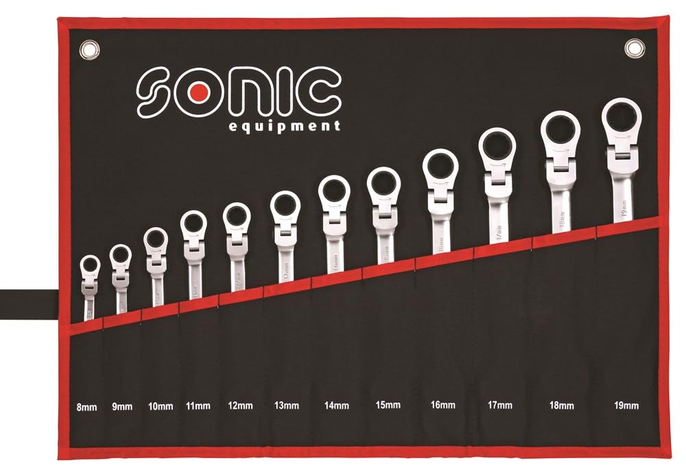 Sonic 601218 12-Kant Flexible Ratschenschlüssel in Tasche, Set von 12 von Sonic