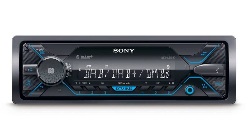 Sony DSX-A510 DAB+ Autoradio | Dual Bluetooth, NFC, USB und AUX Anschluss | Blaue Beleuchtung | Freisprechen und Streaming von Sony