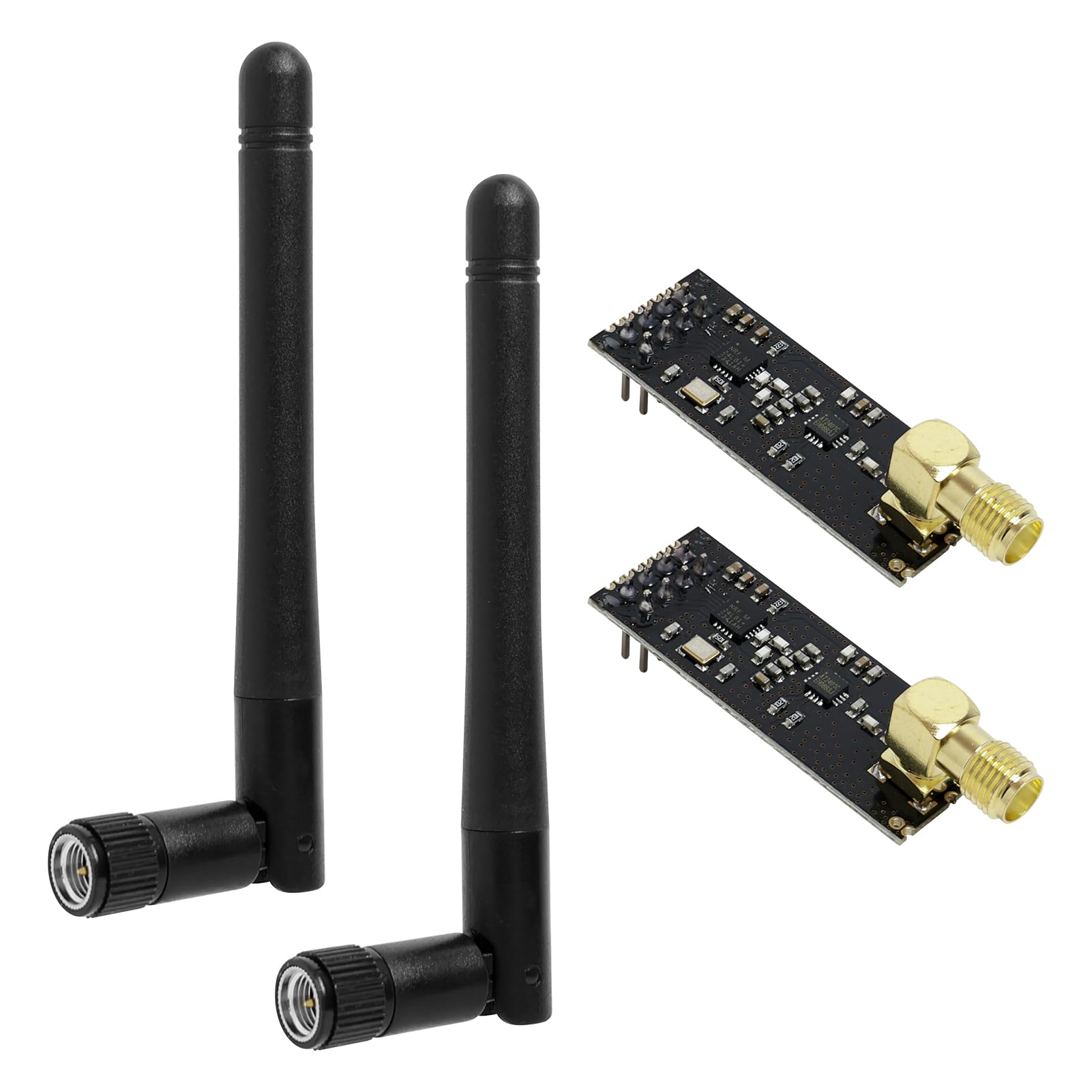 2 Stück NRF24L01+ PA + LNA Wireless Transceiver RF Modul, NRF24L01 + PA + LNA mit Antenne, Wireless Transceiver Module, Funkmodul Funk-Transceiver Modul 2,4G 1100Mt, für Netzwerkanwendungen von SopwMap