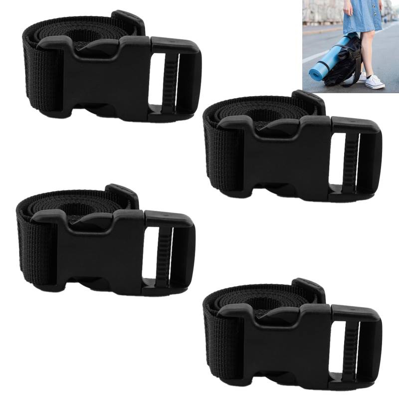 4 Stück Verstellbare Packgurte mit Kunststoffschnalle, 100 cm Gurtschnalle Packgurte Verstellbar 2,5 cm Gürtel,Schwarz Nylon Gurtband mit Verstellbare Schnallen, für Rucksäcke und Outdoor-Ausrüstung von SopwMap