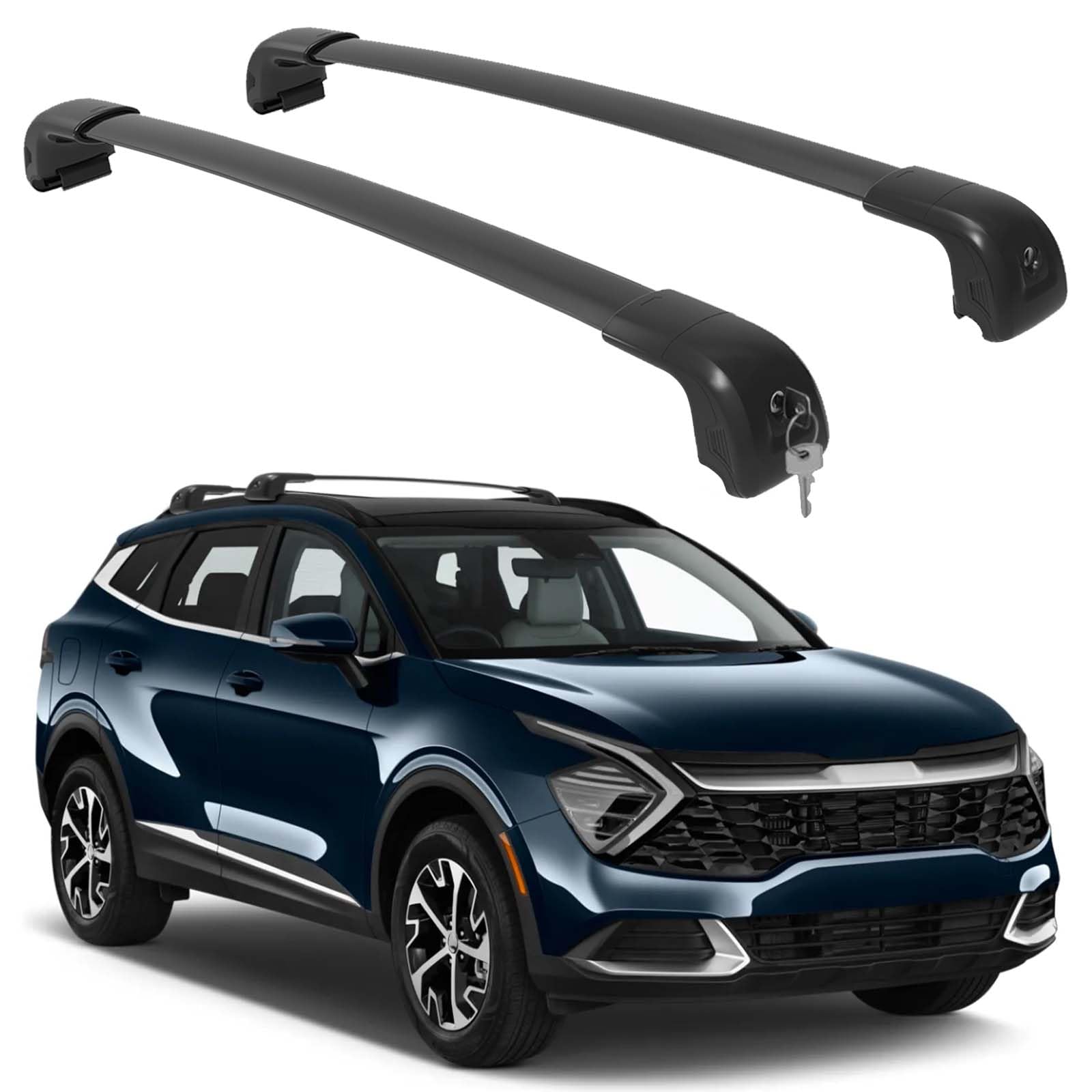 Soruci Abschließbare Dachträger-Querstangen, kompatibel mit Kia Sportage SX/EX & SX/EX Prestige 2023 2024, Aluminium-Dachgepäckträger-Querstange, Soruci Abschließbare Dachträger-Querstangen, kompatibel mit Kia Sportage SX/EX & SX/EX Prestige 2023 2024, Aluminium-Dachgepäckträger-Querstange, von Soruci