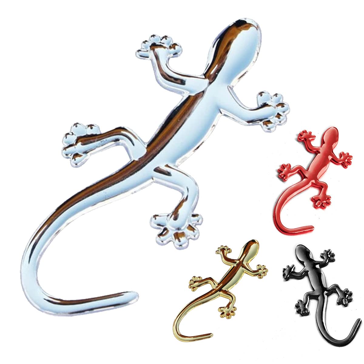 Autoaufkleber 3D Gecko Eidechse Echse Salamander Emblem Stickers Auto Aufkleber wetterfest glänzend (Silber) von Sosa & Ya