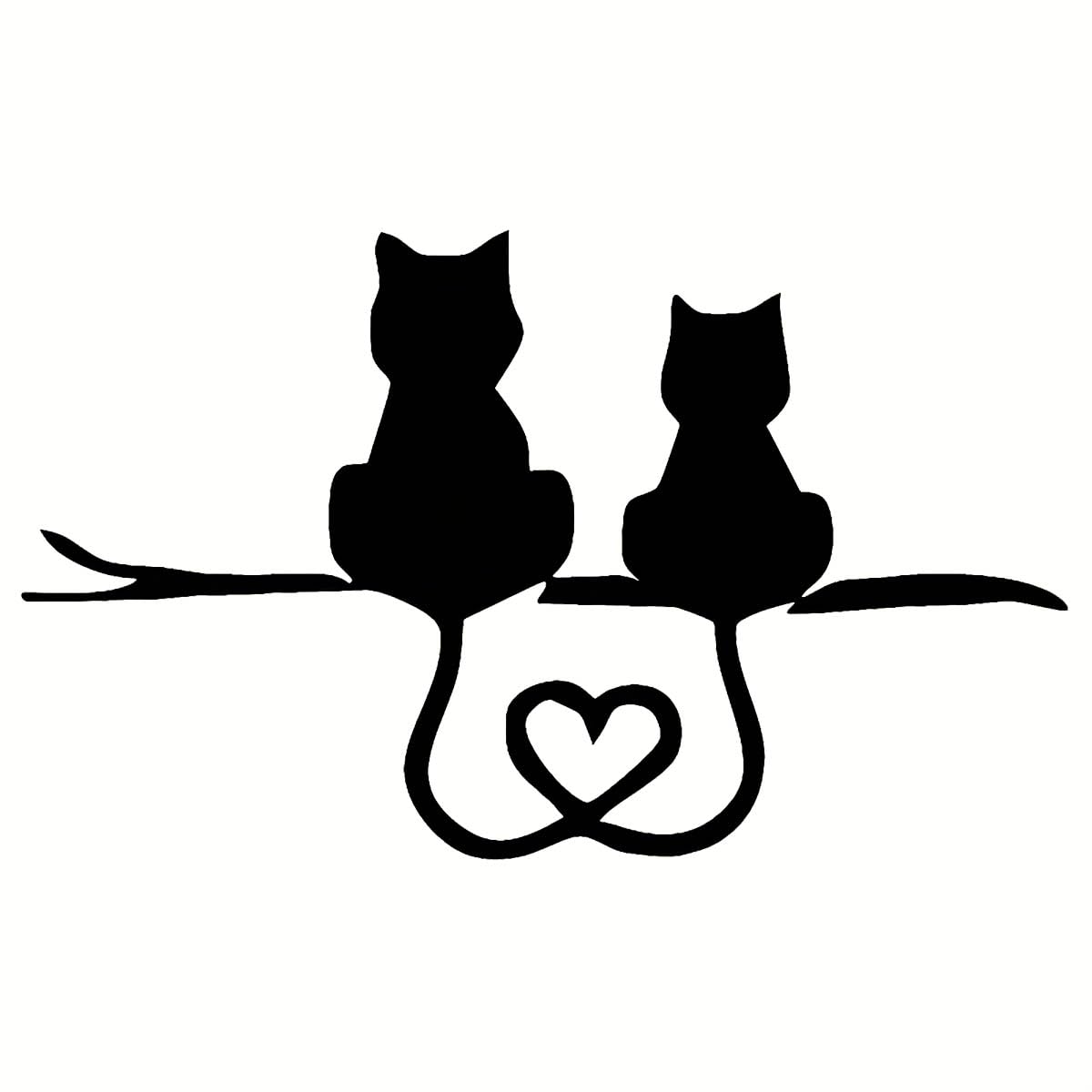 Katzen Autoaufkleber Liebe Freundschaft Auto Aufkleber Wasserfest Vinyl Decals Autoaufkleber Dekoration Wasserdicht Sticker Tier Herz (Schwarz) von Sosa & Ya