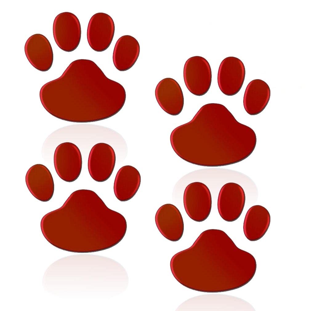 Sosa&Ya 4X Auto Aufkleber Hund Katze Pfoten Tatzen 3D Sticker (Rot) von Sosa & Ya