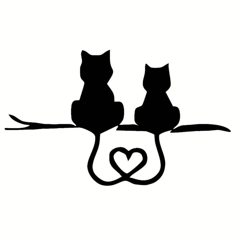 Sosa & Ya Katzen Autoaufkleber Liebe Freundschaft Auto Aufkleber Wasserfest Vinyl Decals Autoaufkleber Dekoration Wasserdicht Sticker Tier Herz (Weiß) von Sosa & Ya