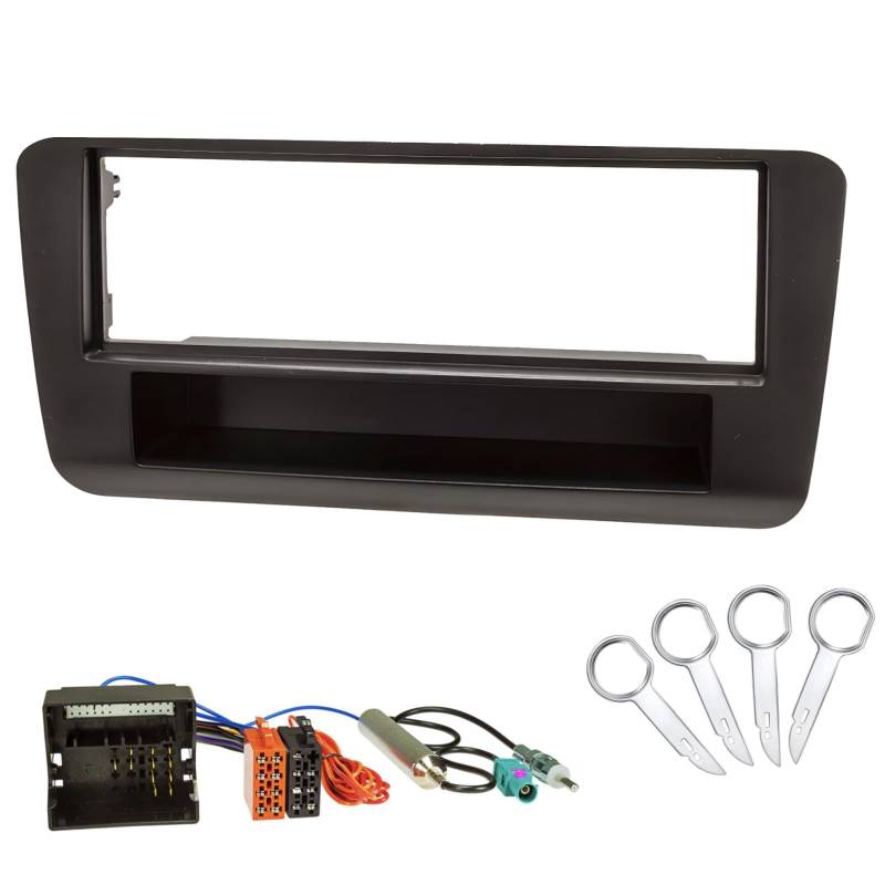 Sound-way 2 DIN Autoradio Radioblende RadioRahmen, ISO-Verbindungskabel, Antennenadapter, Schlüssel kompatibel mit Audi A1 von Sound Way