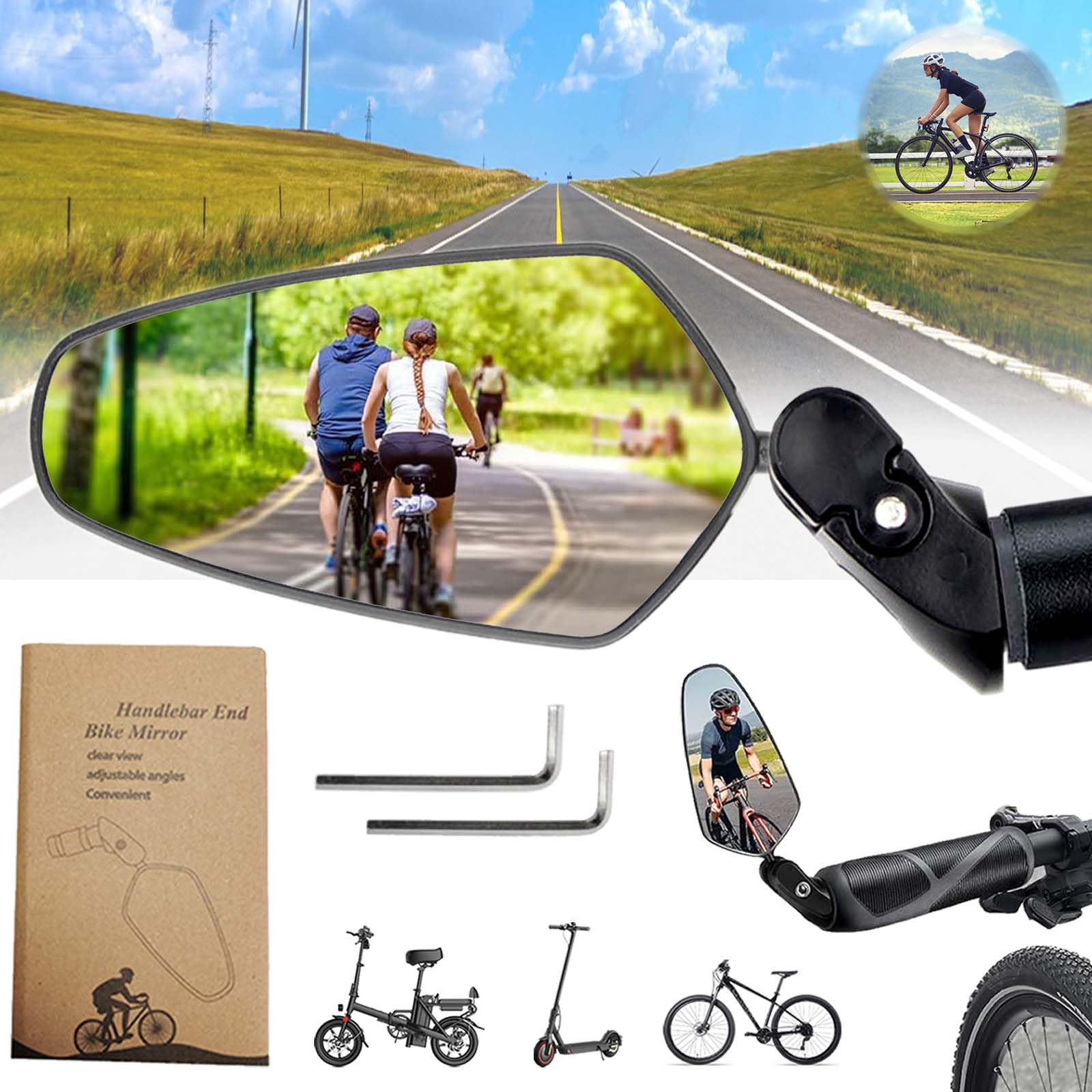 Soundzero Fahrradrückspiegel, Universeller Fahrradspiegel, Verstellbarer 360°-Fahrradspiegel, Sicher Radfahren Rückspiegel, Bar End Fahrradspiegel, Für 18–22 mm Lenker(2 x Inbusschlüssel) von SoundZero