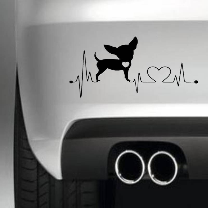 South Coast Stickers Chihuahua Heartbeat Sticker Funny Bumper Sticker CAR Van 4X4 Window PAINTWORK Decal Euro Left Hand Drive von South Coast Stickers