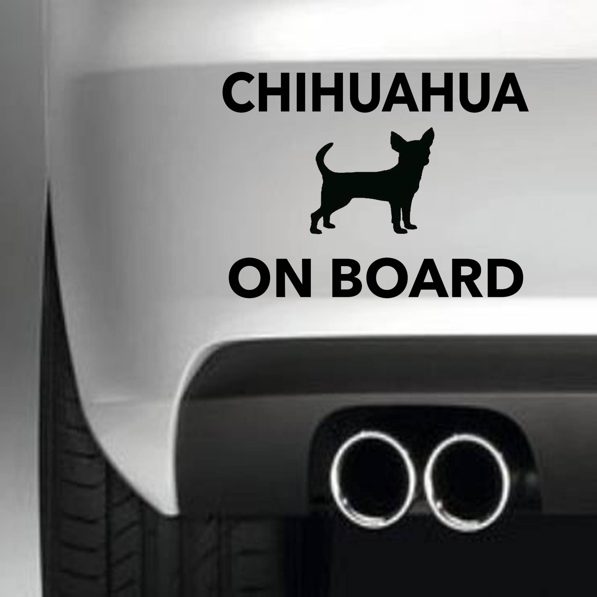 South Coast Stickers Chihuahua On Board Sticker Funny Bumper Sticker CAR Van 4X4 Window PAINTWORK Decal Euro Left Hand Drive von South Coast Stickers