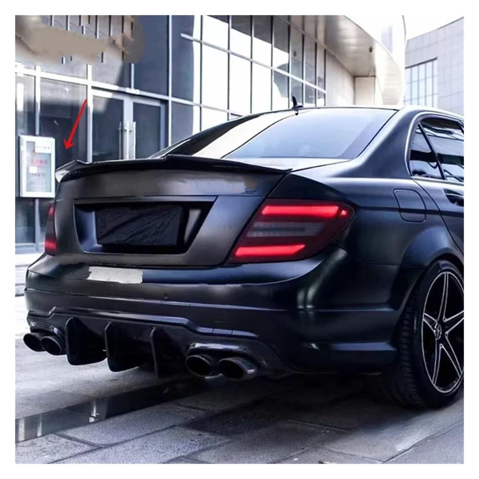 Auto Spoiler Flügel ABS Glänzend Schwarz/Carbonfaser-Look Heckspoilerlippe Für Benz W204 Limousine 4 Türen C350 C63 2008–2013 Kfz-Spoiler(Forged Carbon) von Sovxbgw