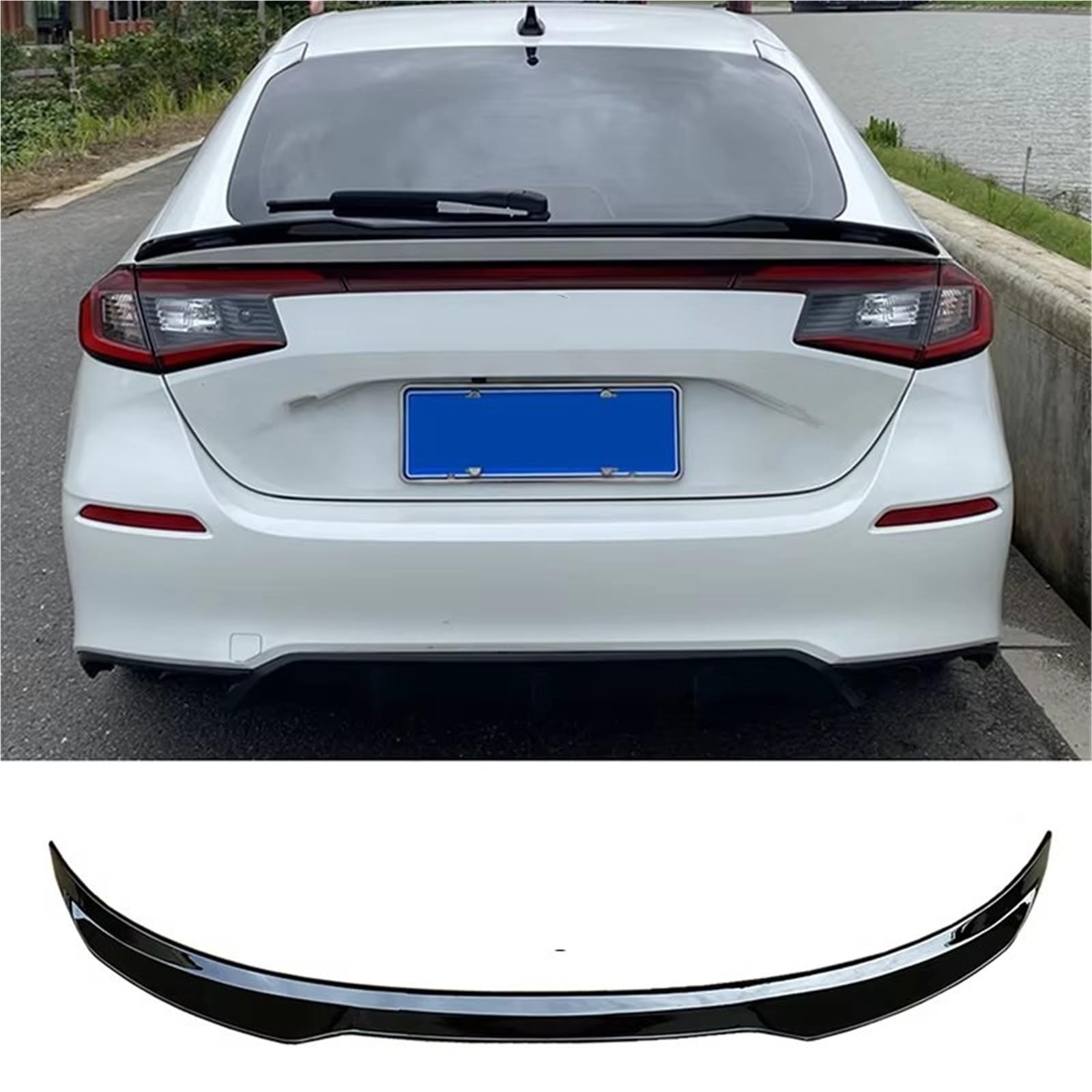 Auto Spoiler Flügel Für 11 Generation Fließheck Für Civic 2022 ABS-Kunststoff MAX Style Heckspoilerflügel Autozubehör Kfz-Spoiler(Bright Black) von Sovxbgw