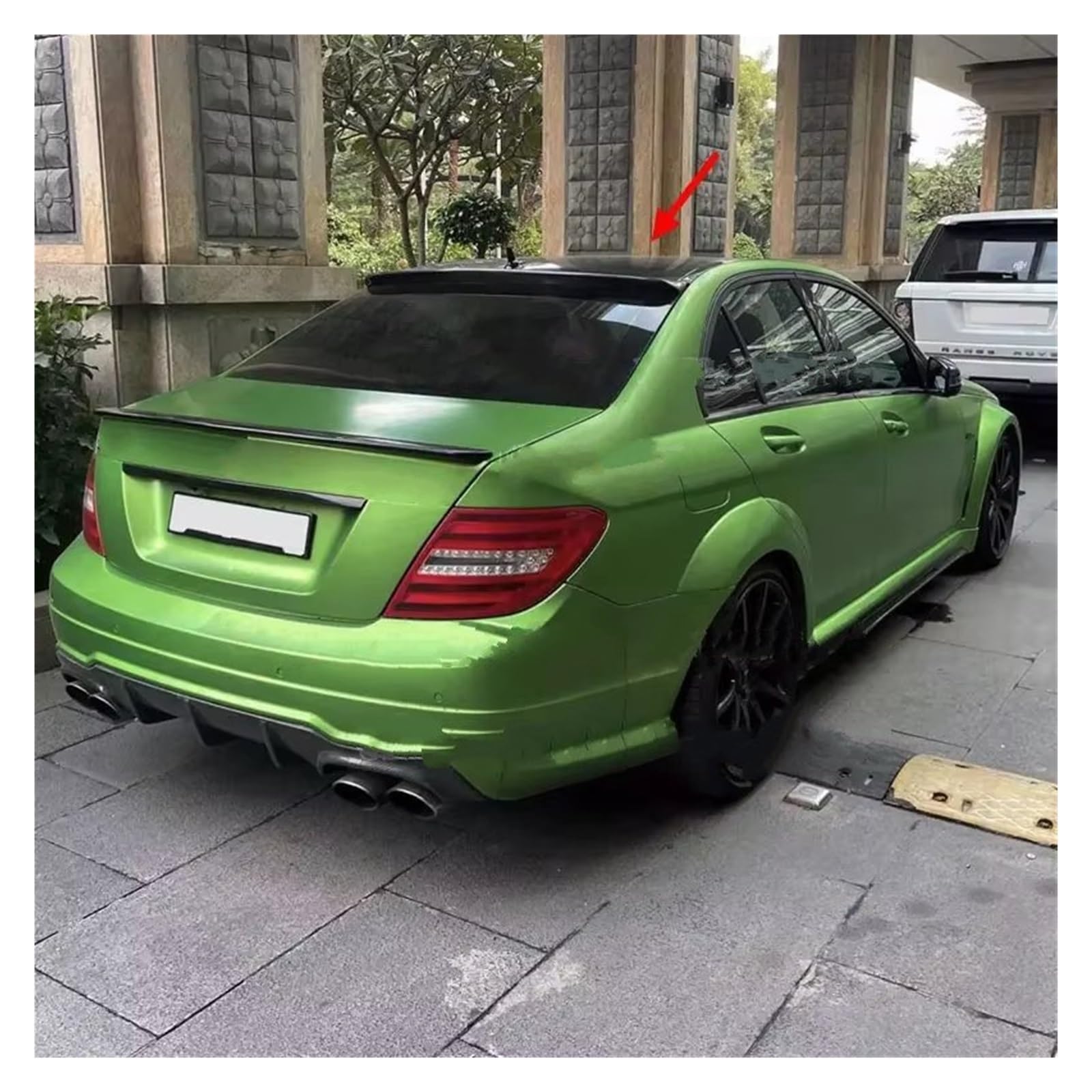 Auto Spoiler Flügel Für Benz C-Klasse W204 Dachspoiler 2008 2009 2010 2011 2012 2013 ABS-Material Auto Heckflügel Primer Farbe Heckspoiler Kfz-Spoiler(Unpainted Primer) von Sovxbgw