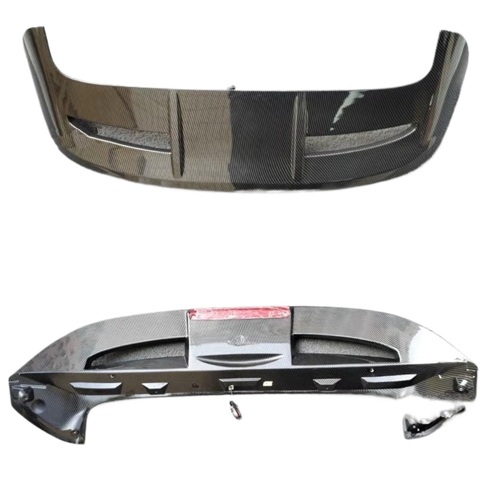 Auto Spoiler Flügel Für Ford Fiesta 2009 2010 2011 2012 2013 Auto ABS Kunststoff Unlackiert Farbe Hinten Trunk-Boot Flügel Spoiler Auto Accessori Kfz-Spoiler(Carbon Fiber Pattern) von Sovxbgw