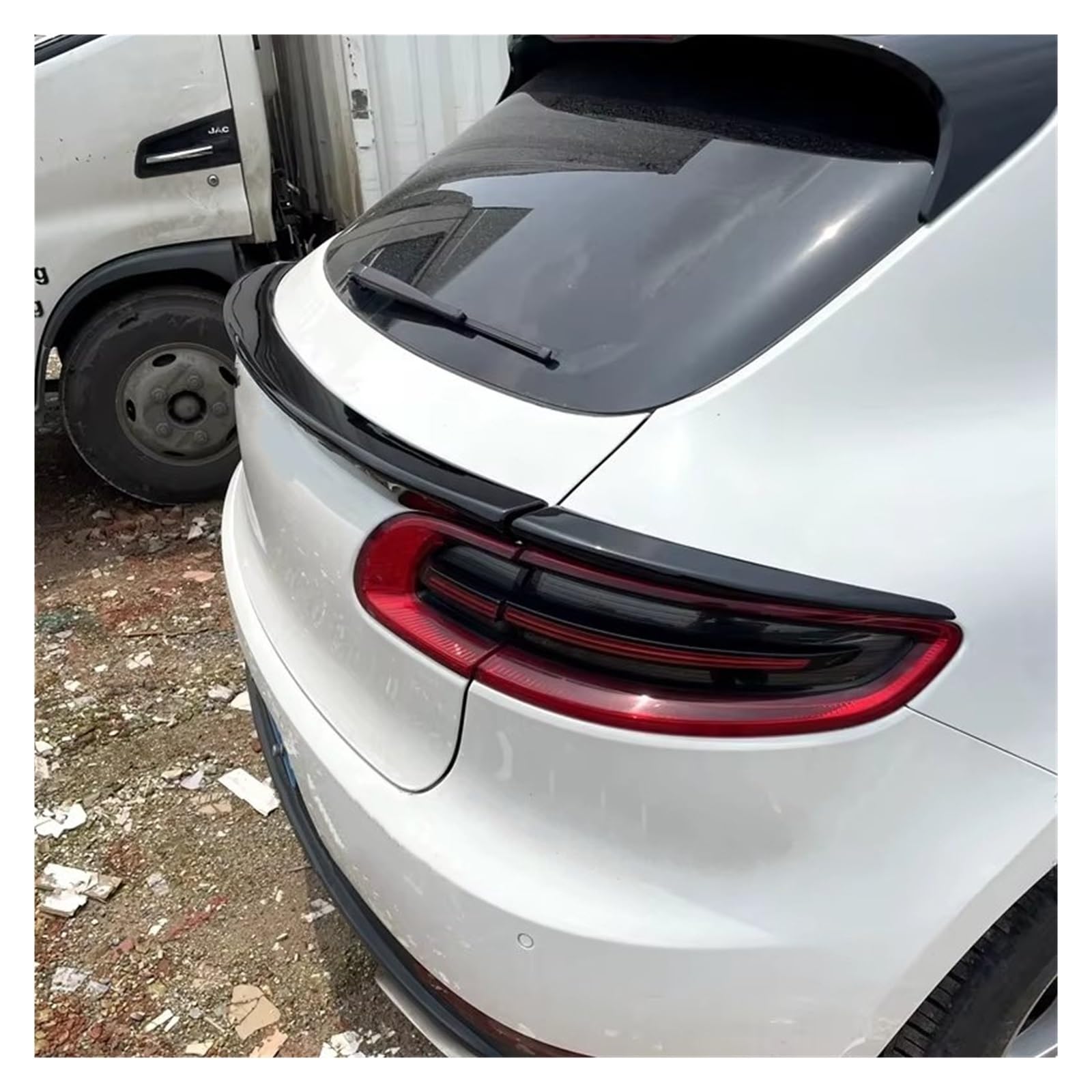 Auto Spoiler Flügel Für Macan 2014 2015 2016 2017 ABS Glänzend Schwarz Auto Hinten Stamm Mitte Spoiler Body Kit Zubehör Kfz-Spoiler(Carbon Fiber Look) von Sovxbgw
